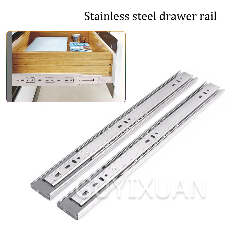 Направляющая для выдвижных ящиков из нержавеющей стали трехсекционная