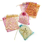 Мешочки из органзы с принтом сердца, 7x9, 10x12, 14x10, 18x13 см, 10 шт.