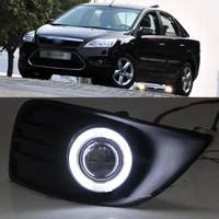 led cob angel eye rings front projector lens fog lights assembled lamp bumper replacement cover fit for ford focus sedan 09 2011