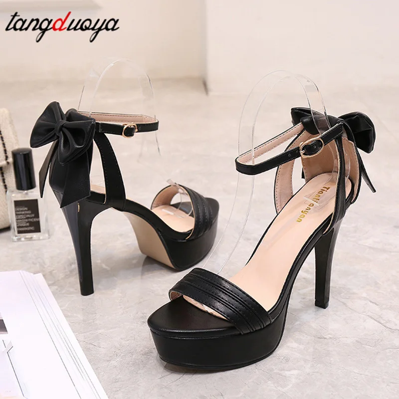 Сандалии женские на платформе с бантом Босоножки открытым носком обувь для