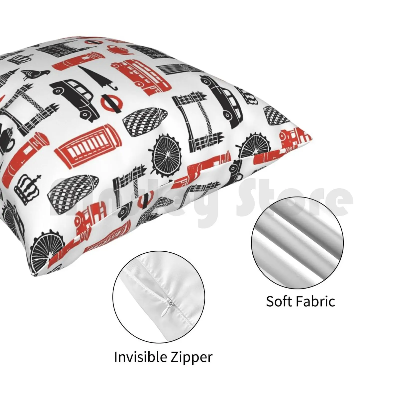 Чехол с изображением лондонских блоков-черно-красная Подушка Андреа Лорен