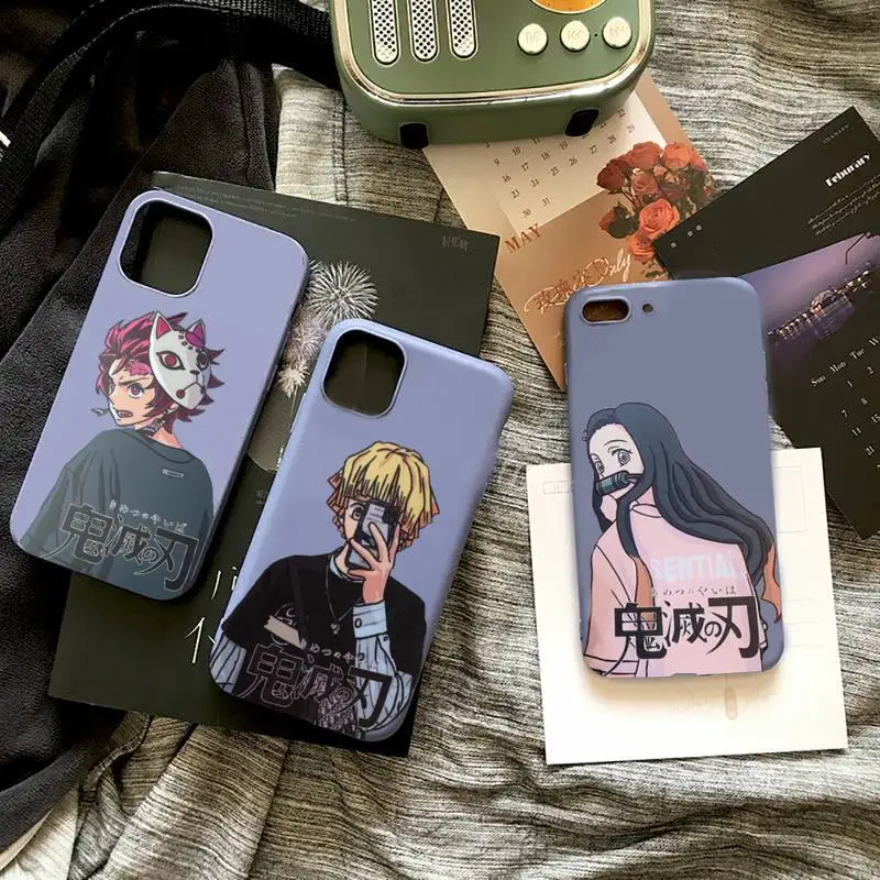 

Demon Slayer anime Phone Case Candy Color for iPhone 6 7 8 11 12 s mini pro X XS XR MAX Plus