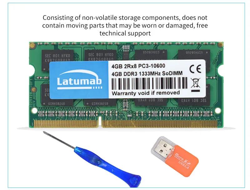 Latumab 4 Гб DDR3 1333 МГц PC3-10600 памяти ноутбука So dimm память ram 204 шпильки ноутбук превосходного качества модуль SODIMM DDR3 ram