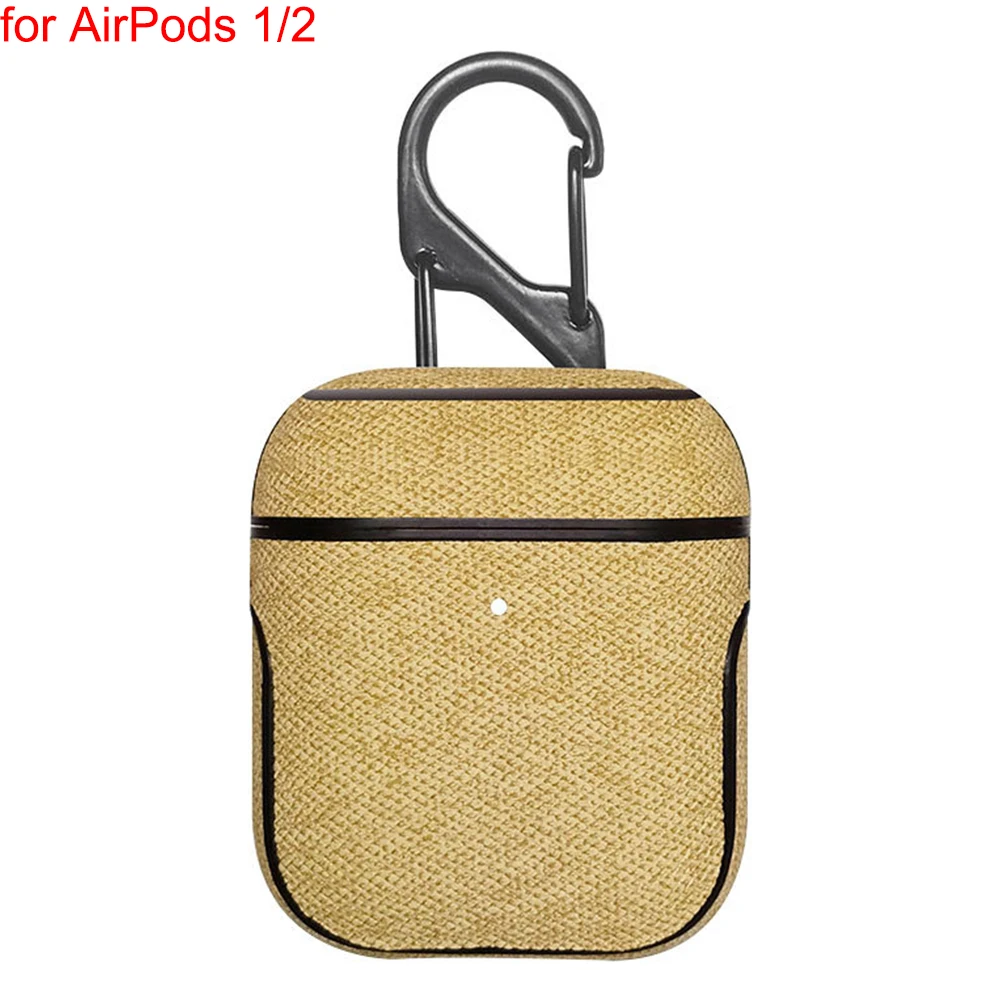 Leather Yellow Bluetooth наушники кожаный чехол для Apple AirPods 1 2 Pro ткань анти-потеря противоударный чехол PU кожа для Air Pods 3 с крючком - Цвет: Leather Yellow