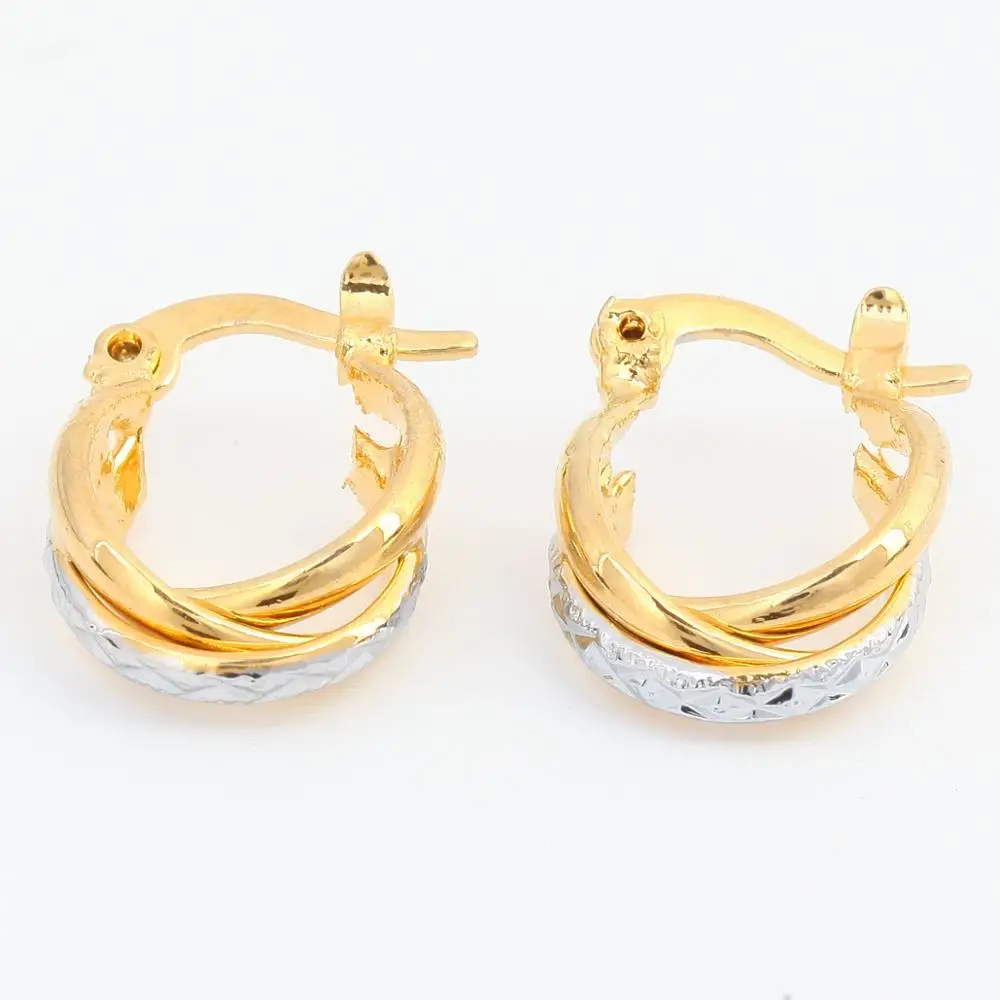 Модные стильные серьги 24k золотого цвета для женщин два модные ювелирные изделия