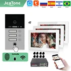 Jeatone TUYA 7 IP WIFI беспроводной видеодомофон для квартиры 3F монитор дверной звонок уличный унитаз с отпечатком пальцаRFIC карта