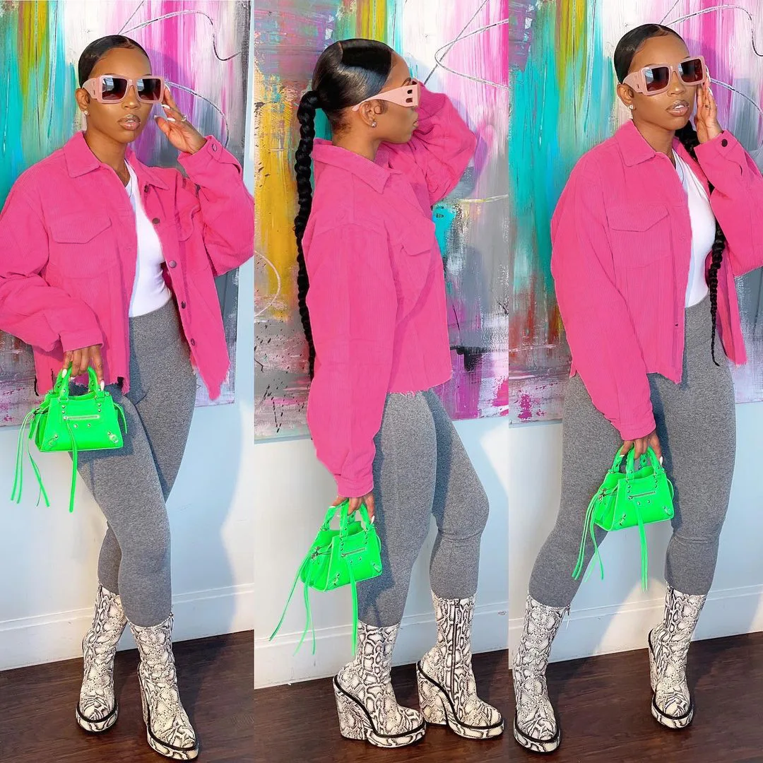 

Женское вельветовое шерстяное пальто Oluolin на пуговицах с оборками, Дамская однобортная рубашка с отложным воротником и длинным рукавом