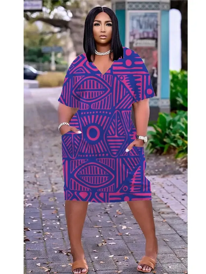 Новые женские летние платья в стиле бохо с V-образным вырезом женская одежда 3D