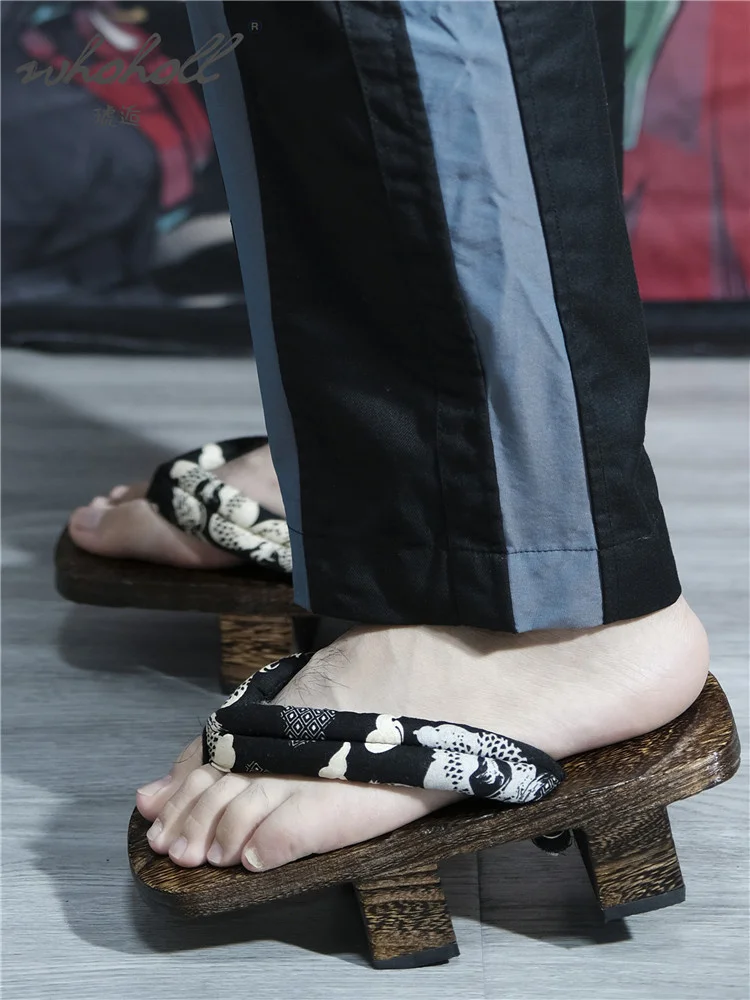 Сандалии для мужчин и женщин деревянные шлепанцы косплея самурая гейша толстая