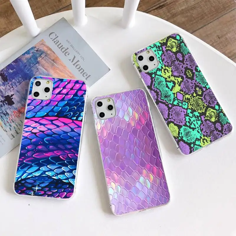 Чехол змеиная кожа для телефона iphone 12 11 Pro Max Mini XS 8 7 6 6S Plus X 5S SE 2020 XR силиконовый