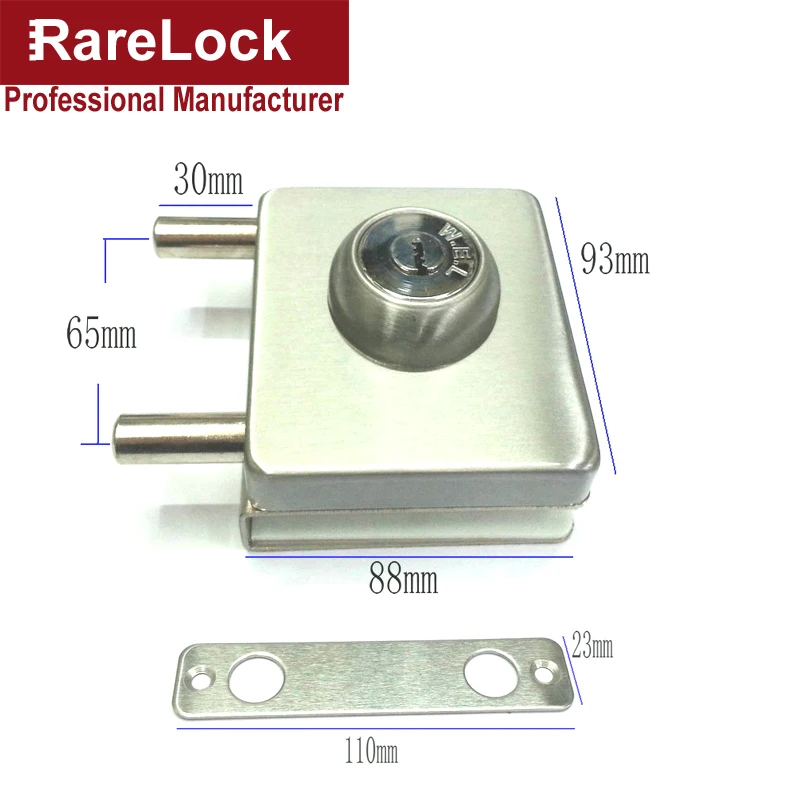 Дверной замок из нержавеющей стали и стекла с 3 компьютерными латунными ключами
