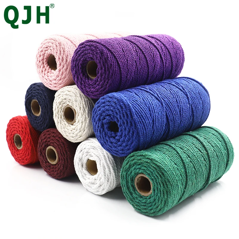 Цветной хлопковый шнур ручной работы 3 мм 100 м макраме веревка для вязания крючком