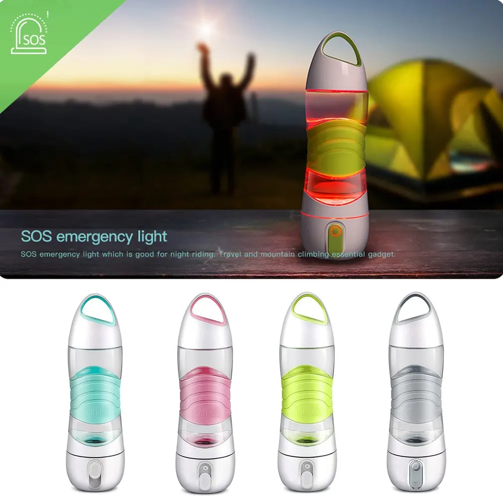 4 Colors Free Sport Smart Reminder Water Bottle Mist Sprayer Portable Cool Beauty Spray with SOS LED Light Drop Shipping | Дом и сад