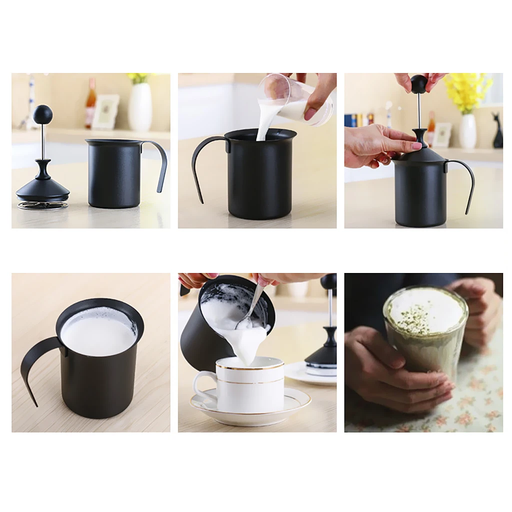 1 шт Кофе Чай двойной слой фильтр ручной насос вспениватель молока Frother 400 мл/800 мл |