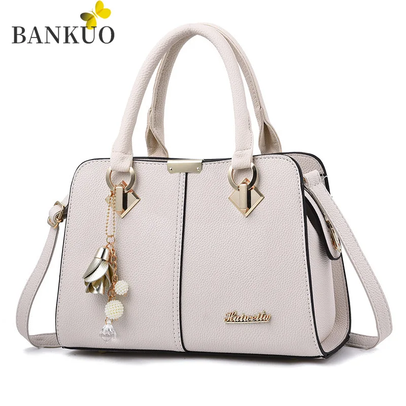 

BANKUO Ladies Bags New European Style Girl Handbag Fashion Shoulder Bag PU Leather Women's Handbags Casual Trendy Solid Bags Z82