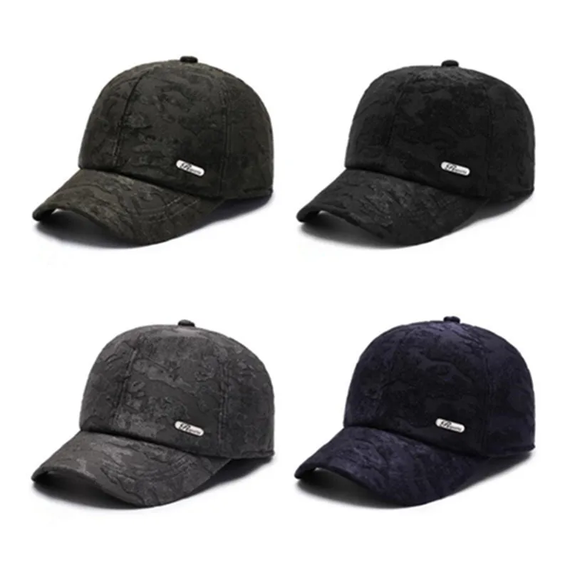 

SILOQIN Men's Hat Winter Fashion Cotton Thick Thermal Baseball Cap Adjustable Size Ear Protection Sports Brands Tongue Caps New