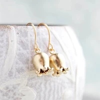 lily of the valley brinco matte gold color bell flower small tulip dangle earrings for women female drop earring fashion jewelry