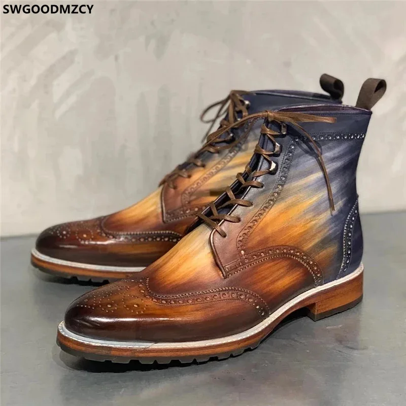 

Martin Boots Men Leather Shoes Man Motorcycle Boots Man Ankle Boots for Man 2022 Brogue Shoes Men ботинки мужские зима Chaussure