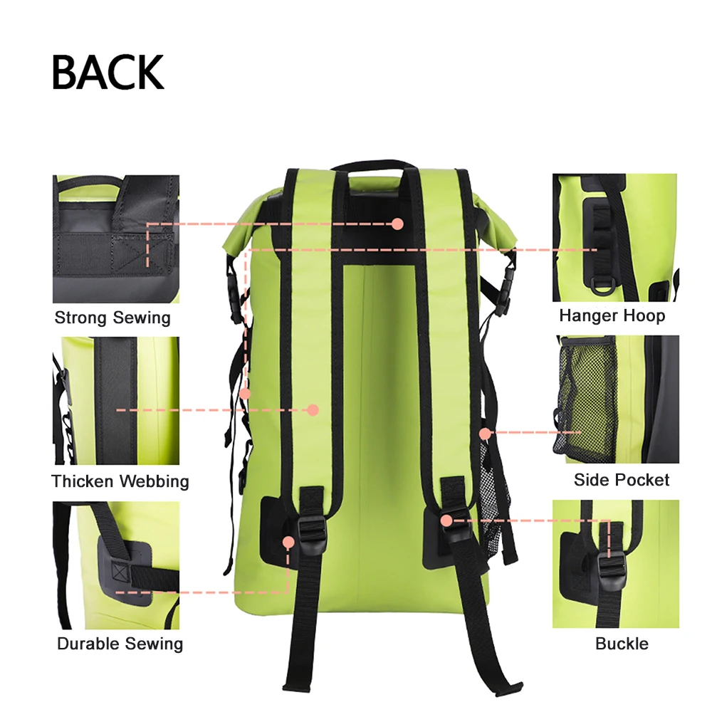 30L Outdoor Kayak Waterproof Backpack Rolltop Trekking Drybag Sports Dive Beach Camp Fishing Bag Motorcycle Duffle Bag Women Men