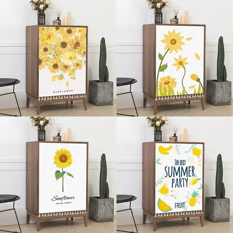 

Пылезащитная занавеска с подсолнухом, s занавеска для шкафа, половинка с кисточкой, чехол для гардероба, моющаяся, для кухни, гостиной, Декор