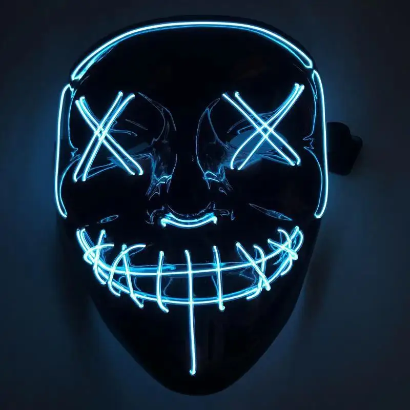 Halloween Mask 10 colors EL Wire Flashing Cosplay LED neon Costume Anonymous for Glowing Dance Carnival Party Masks | Дом и сад