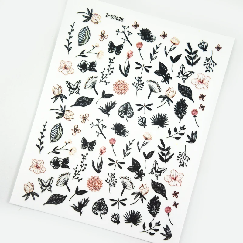 

1pc Flower Nail Art Leaf Butterfly Sticker Spring Summer Rose Designs Manicure Decorations