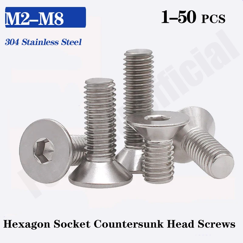 

DIN7991 [M2-M12] 304 Stainless Steel Hexagonal Countersunk Screws Flat Allen Key Head Screw A017