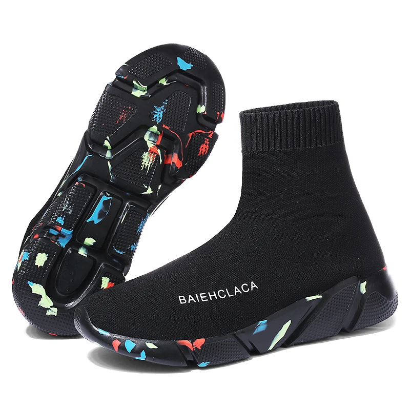 Мужские высокие кроссовки без шнуровки синие повседневные унисекс удобная обувь