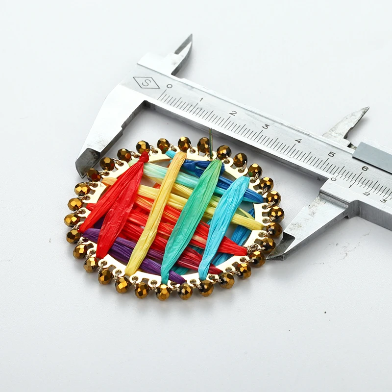 

Bohemian beads earrings drop for women big drop earrings colorful Cloth weaving beach holiday earrings jewelry summer round