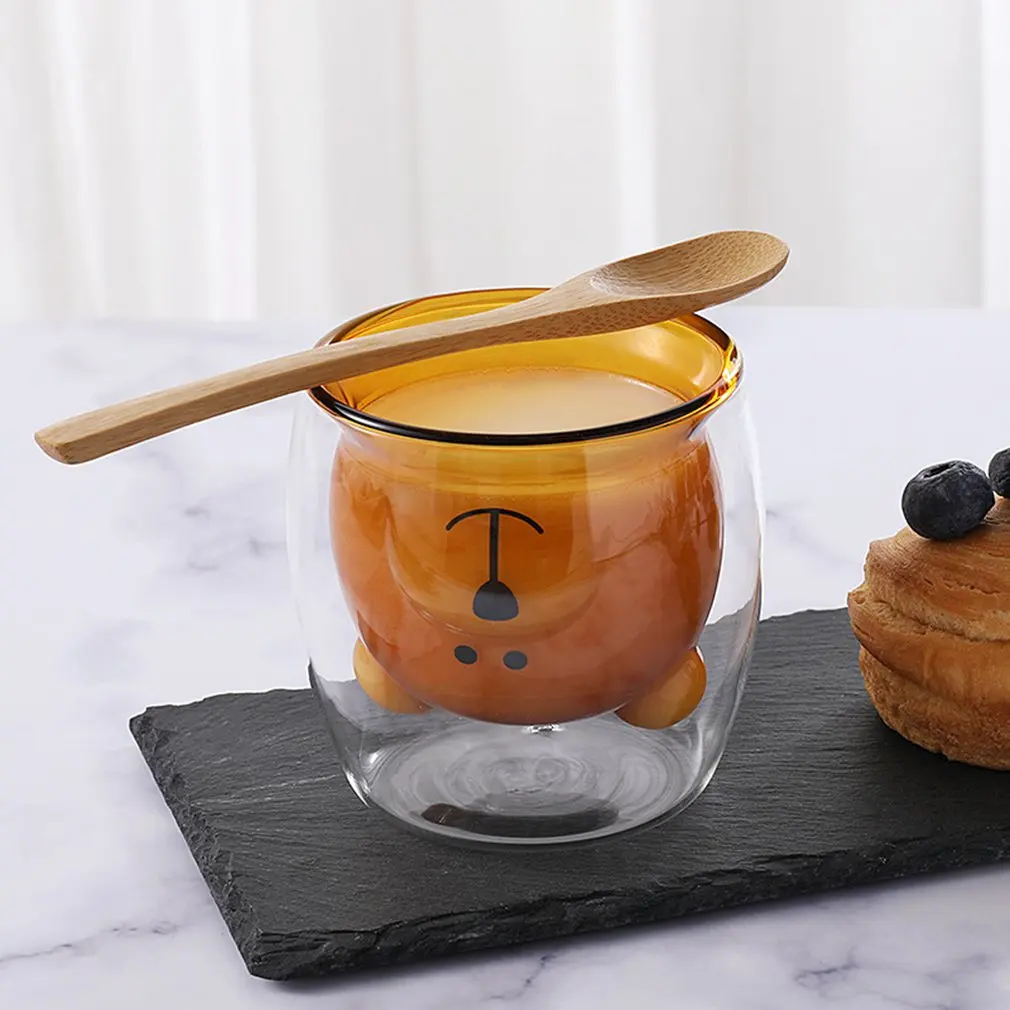 

Lightweight Double Glass Inner Layer Vacuum Anti-scalding Family Cute and Creative Bear Cup