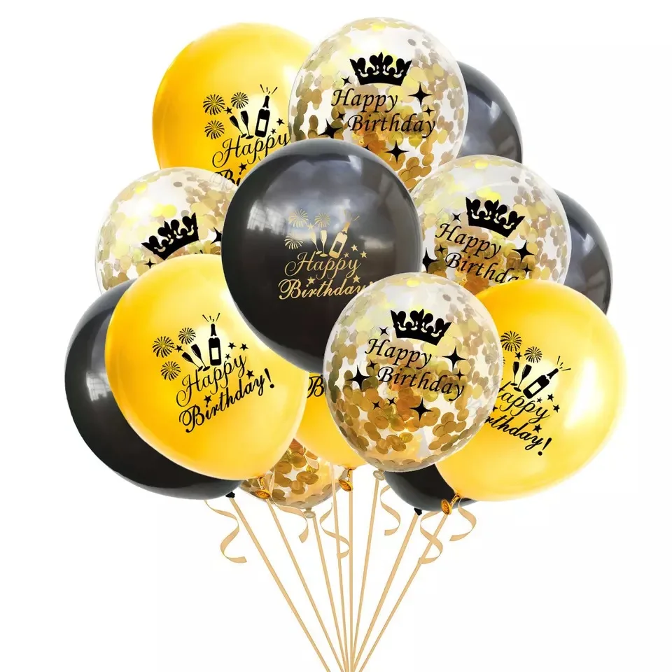 15PCS Mixed Gold Confetti Balloons number 16 18 30 40 50 60 70 80 90 years old Birthday party digital ballon Latex Globos | Дом и сад
