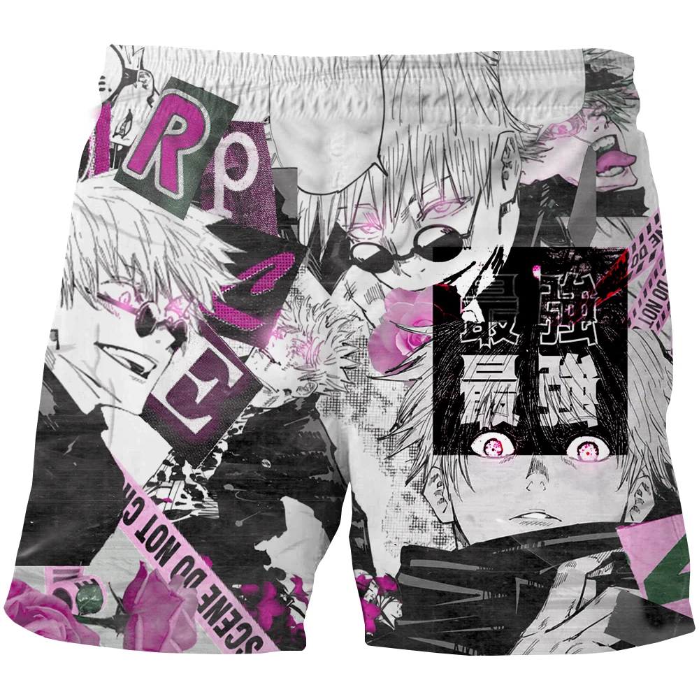 

Шорты для мальчиков на лето, juютсу Kaisen, волшебство, 3D свободные брюки, подростковые брюки, шорты, черные брюки, модная детская одежда