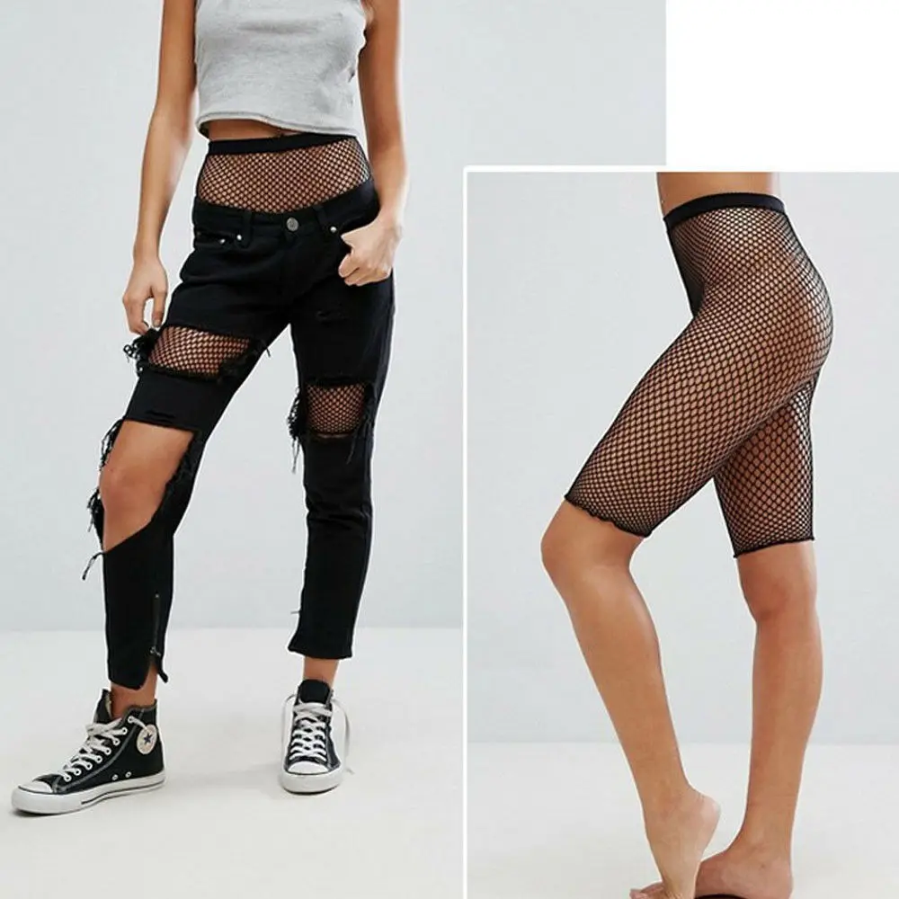 2019 New Women Sexy Fishnet Mesh Legging Cycling Shorts Hot Elastic Black Underwrear Fashion