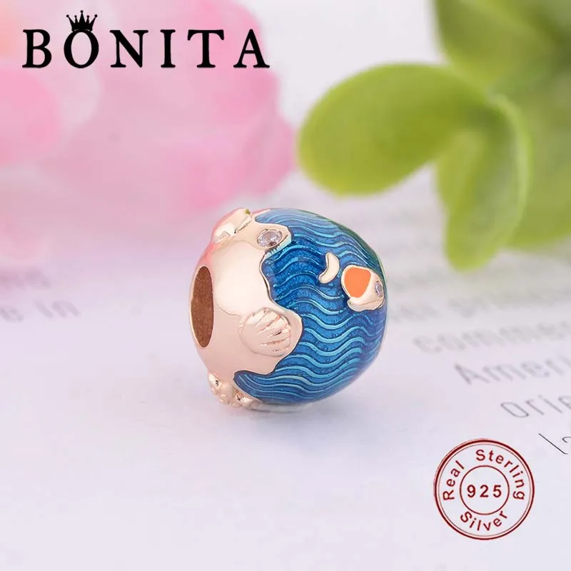 Браслет и ожерелье из серебра 925 пробы с подвеской в виде морских волн рыб|Бусины|