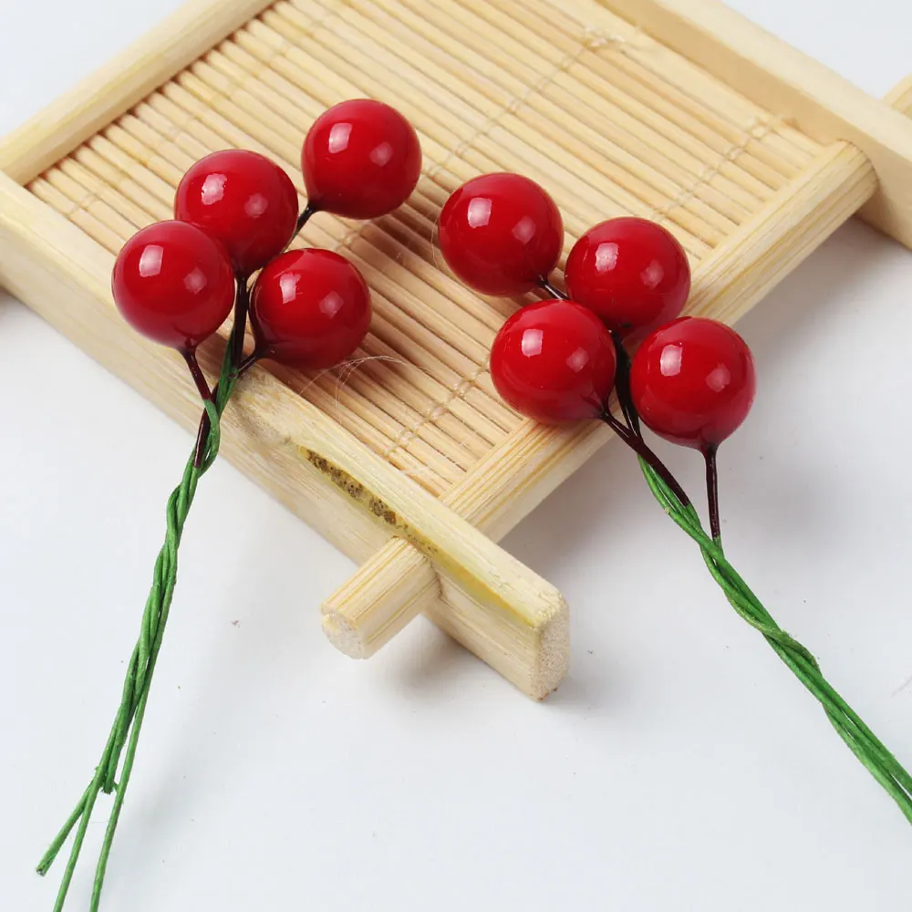 Рождественский DIY100pcs/Набор искусственных красных ягоды остролиста для дома