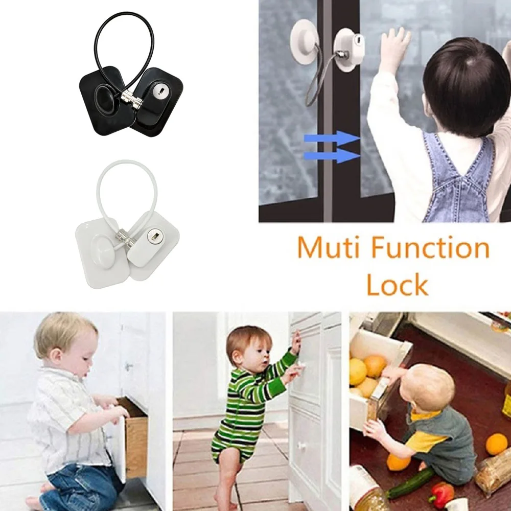 New Window Security Chain Lock With Key Multifunctional Cabinet Refrigerator Door Non Drilling Guard for Baby | Мать и ребенок