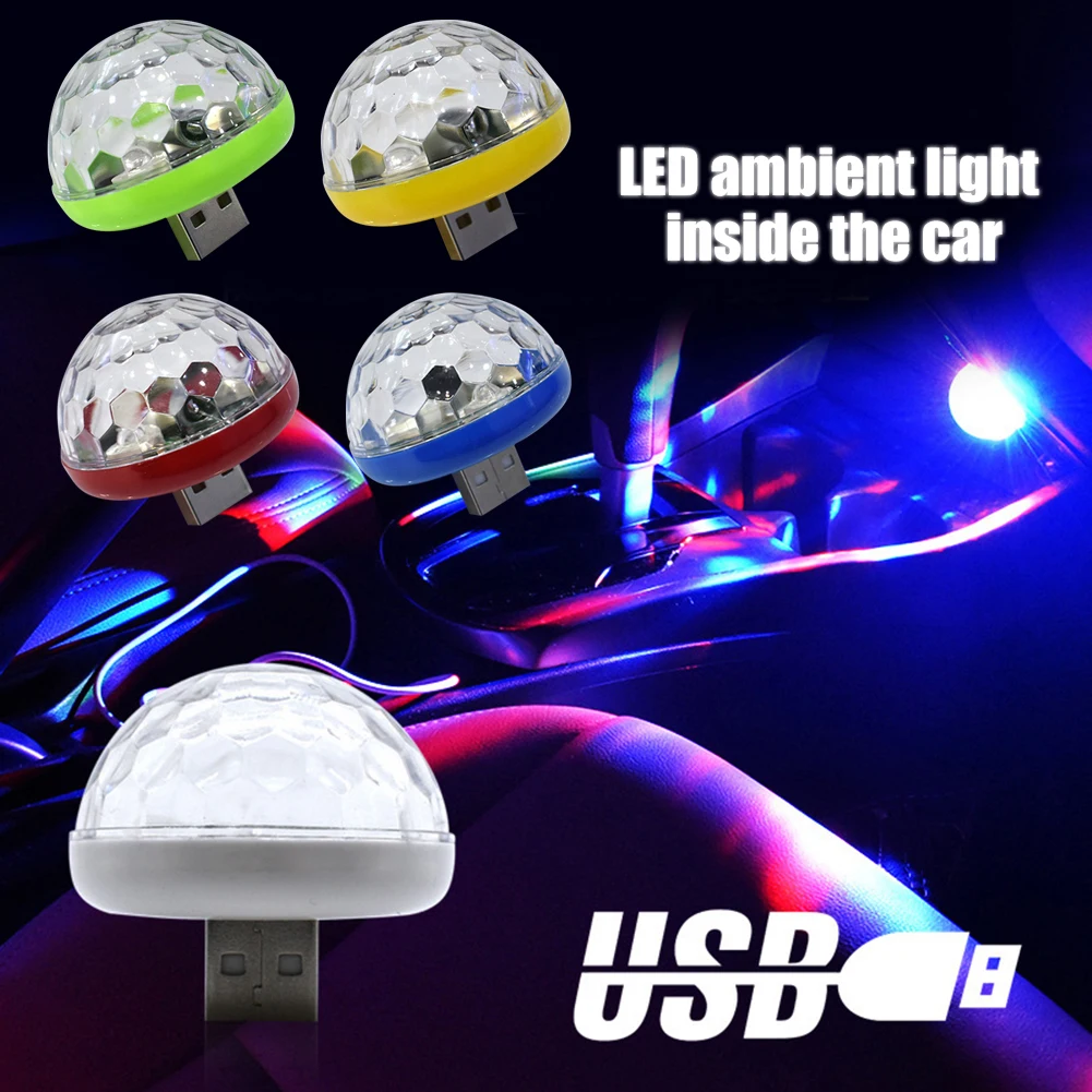 Миниатюрная светодиодная сценическая лампа с голосовым управлением и USB 3 цвета