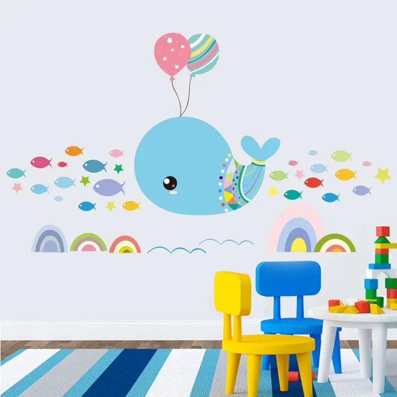 

1Pc Whale Balloon Wall Stickers Art Adhesive Vinyl Wallpaper DIY Decoration for Child Baby Kids Wall Bathroom Living Room Decor