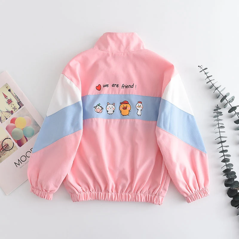 

Cartoon Animals Printed Thin Hooded Jacket Kids 2021 Summer Korean Fashion Children Casual Zipper Kawaii Outerwear Coat