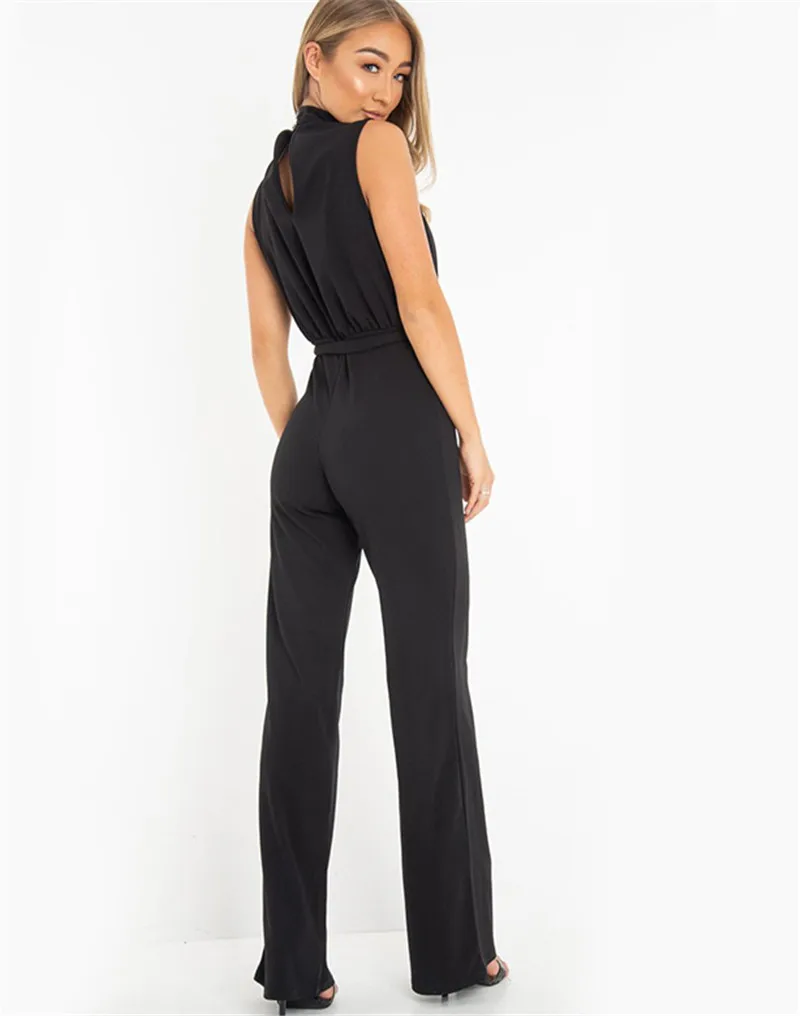 

hirigin Womens Clubwear empire o-neck jumpsuits female solid Party new playsuits ladies wide legs Fashion Sleeveless Trousers