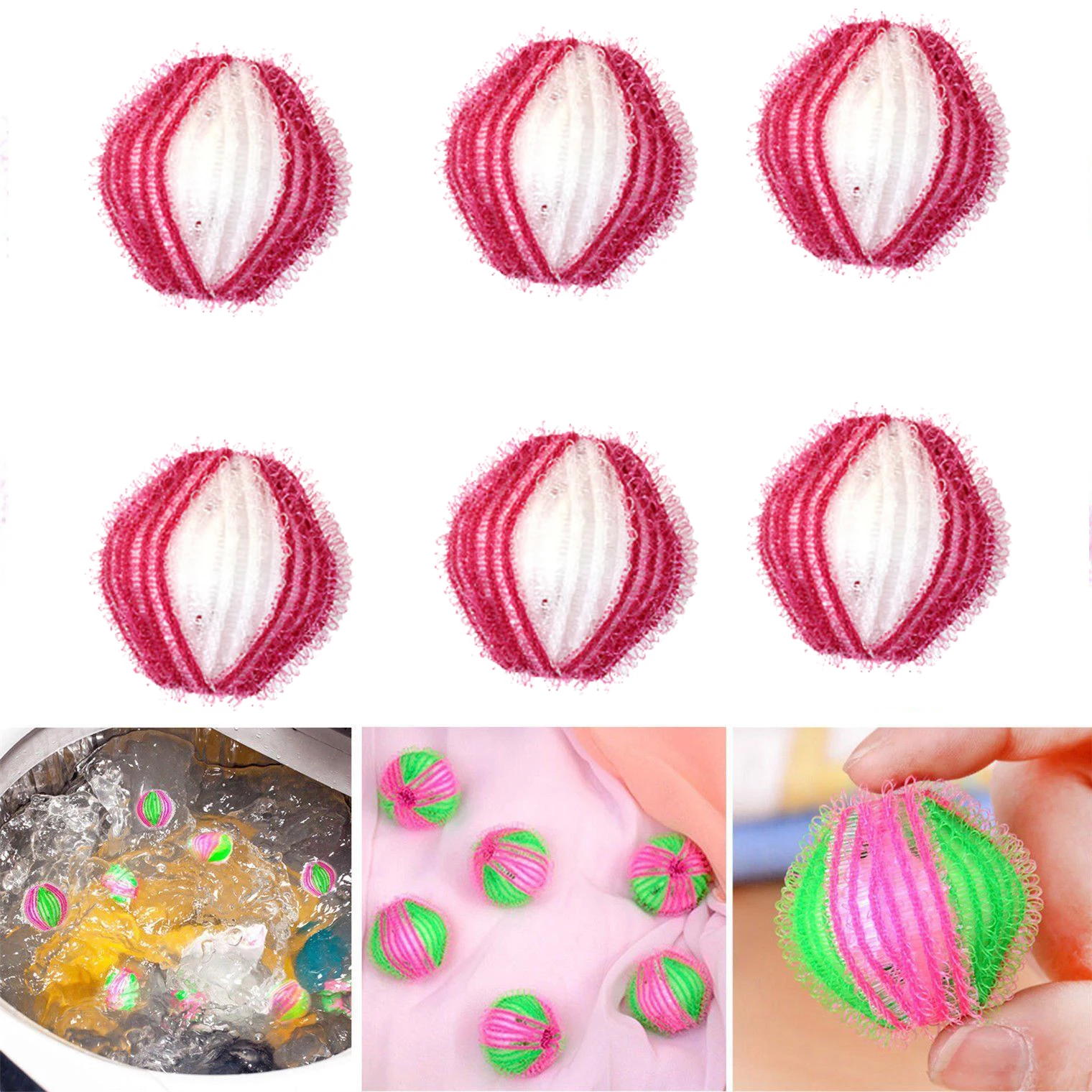 

6pcs Magic Hair Removal Laundry Ball Clothes Personal Care Hair Ball Washing Machine Cleaning Ball Grabs Fuzz Hair Random Color