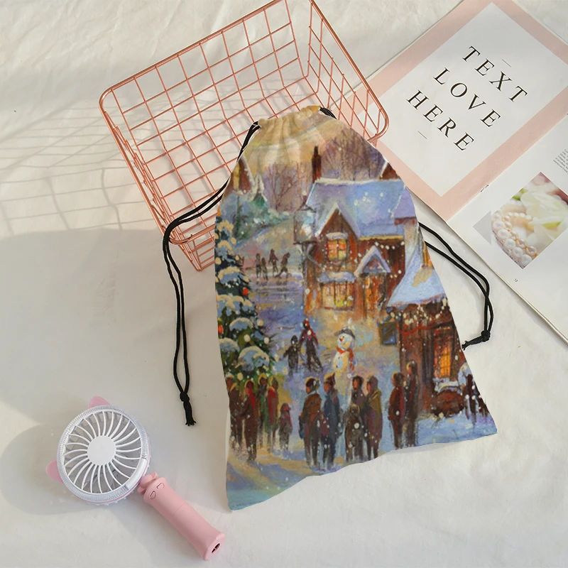 Crowdale 2019 Рождественская специальная сумка на шнурке карманная с 3D принтом