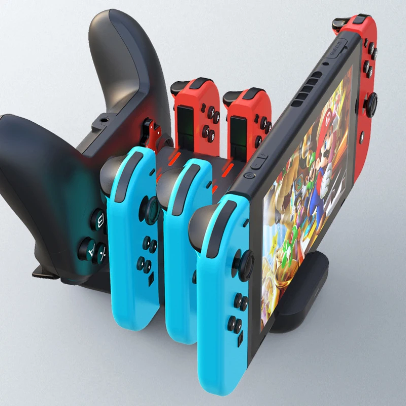 4 в 1 зарядная док станция для контроллера Nintendo Switch светодиодное зарядное