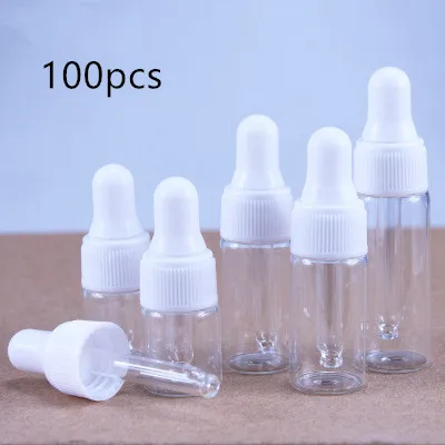 

100pcs Essence dropper bottle 2ml 3ml 5ml transparent dropper sub-packing bottle Essence bottle glass dropper bottle