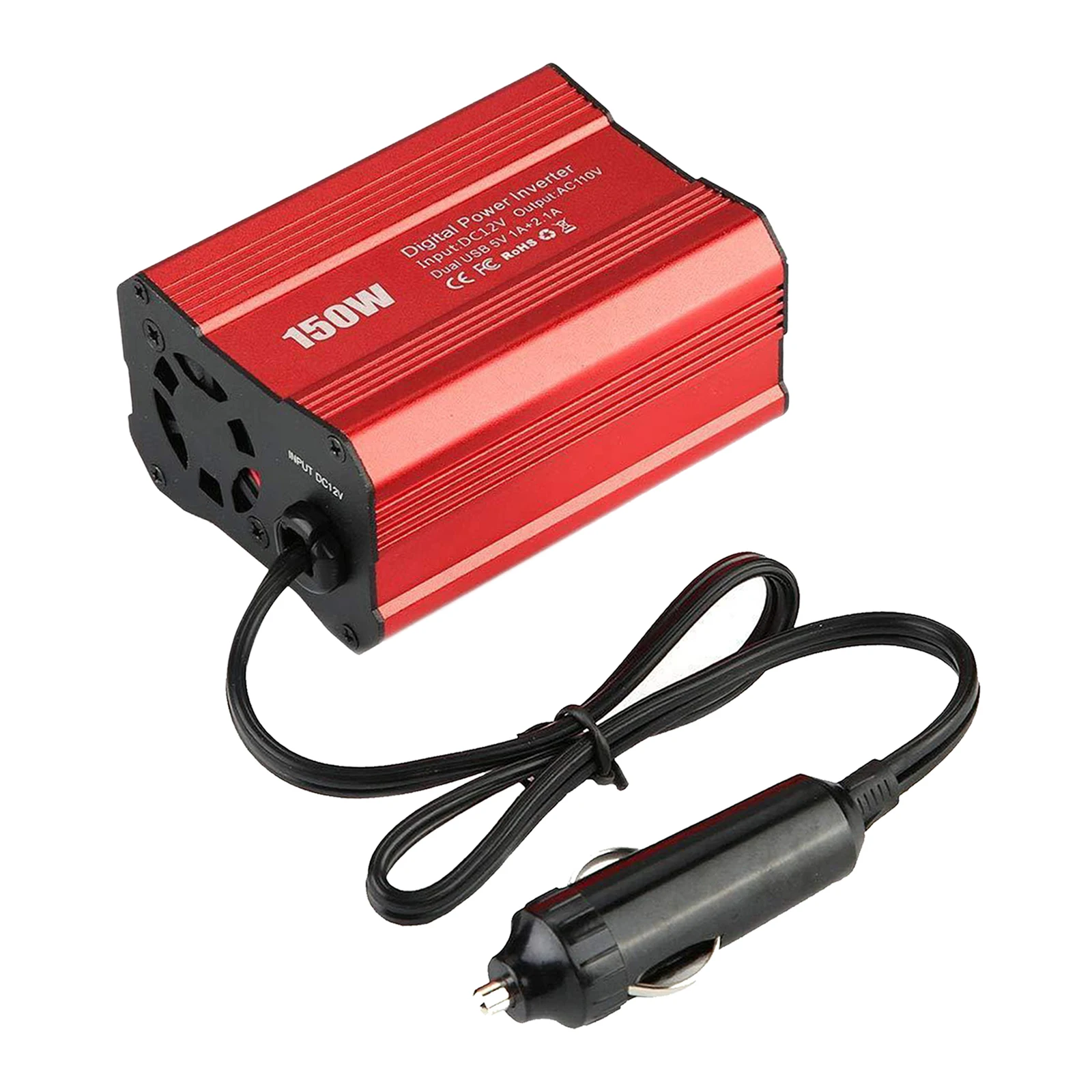 

150W 12V To 110V Converter Car Adapter Power Inverter with Dual USB Charging Ports Safety for Consoles TV Laptop