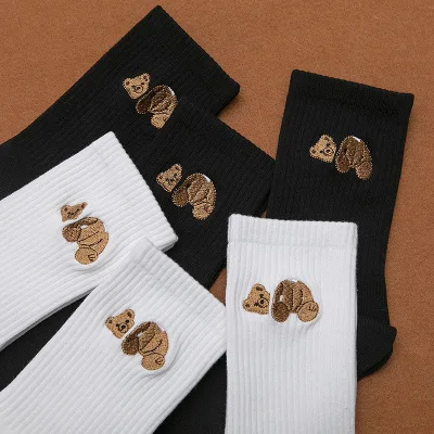 Женские носки с вышивкой пальмового ангела модные спортивные из чистого хлопка