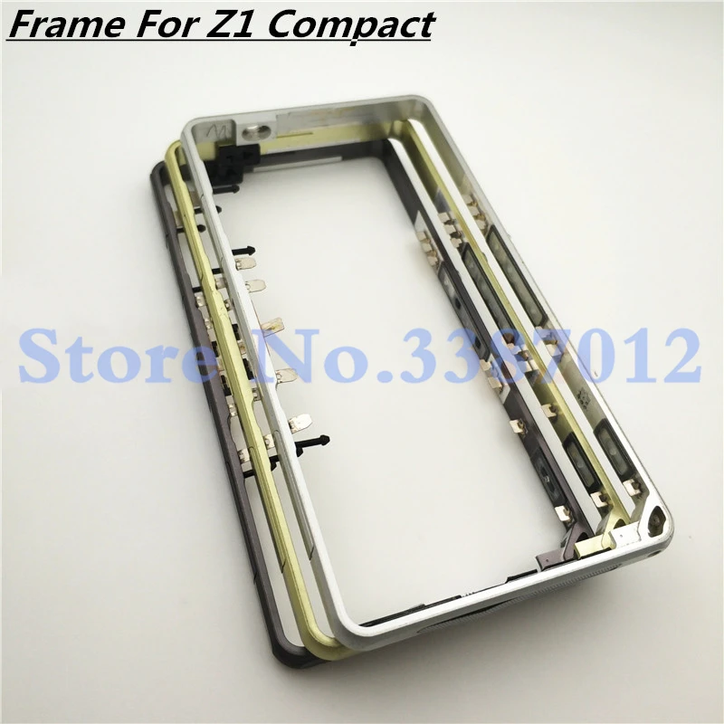 

New Middle Frame Bezel Plate Metal Housing Cover + Dust Plug For Sony Xperia Z1 Compact Mini D5503 With Power Volume Button