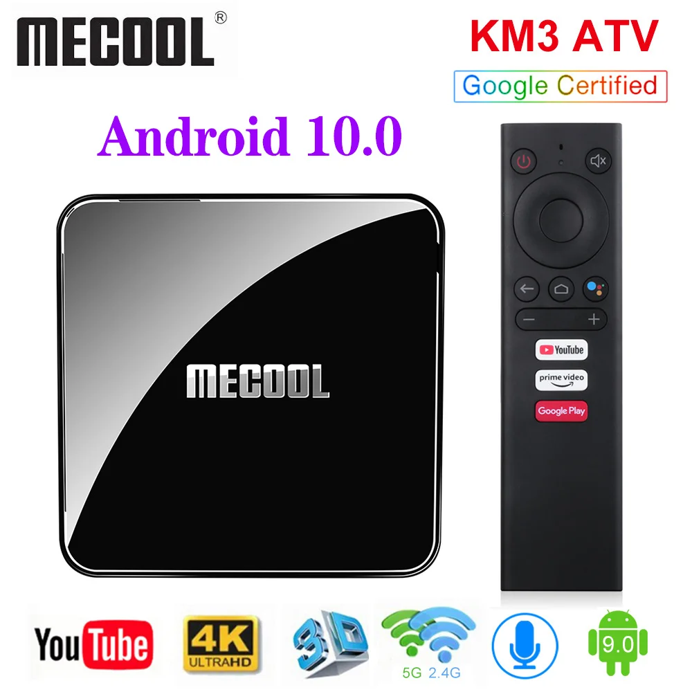 MECOOL KM9 Pro ivi Google Сертифицированный Android TV Android10.0 4 ГБ 32 Amlogic S905X2 9 0 KM3 ATV Гб 64 4K двойной Wi