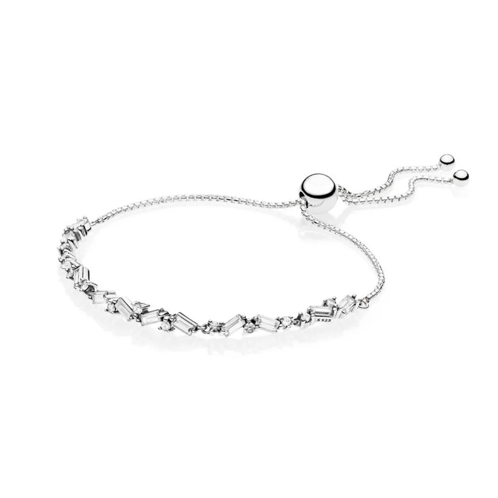 Подлинный 925 пробы серебряный оригинальный ледяная красота скользящий браслет в