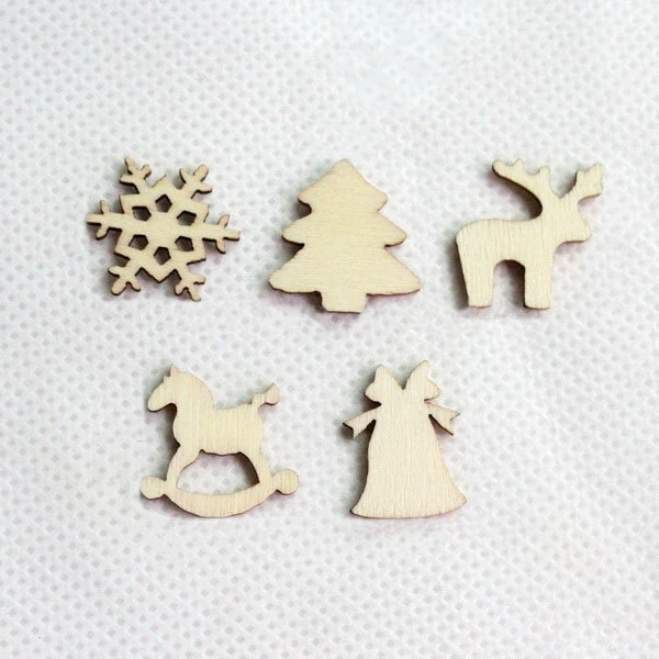 20 мм натуральные пустые деревянные рождественские мини снежинки Рождественская